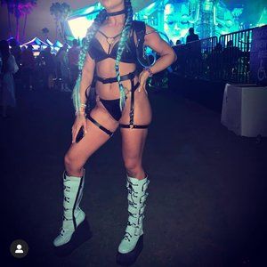 Dolls Kill (Sugar Thrillz) Bubble Blue Buckle Platform Boots